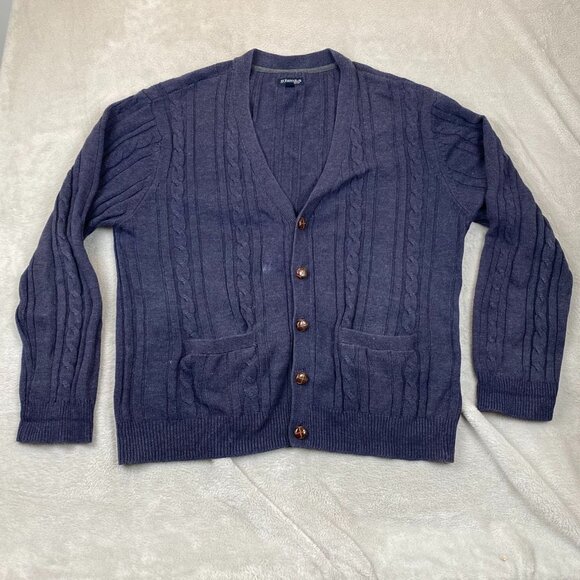 St. Johns Bay Men's Cardigan Sweater Large Cable Knit Button-Up Casual - Picture 6 of 9